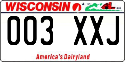WI license plate 003XXJ