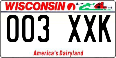 WI license plate 003XXK
