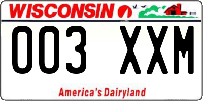 WI license plate 003XXM