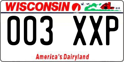 WI license plate 003XXP
