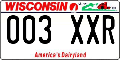 WI license plate 003XXR