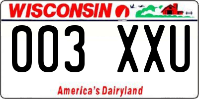 WI license plate 003XXU