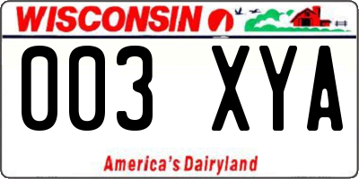 WI license plate 003XYA