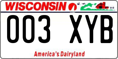 WI license plate 003XYB