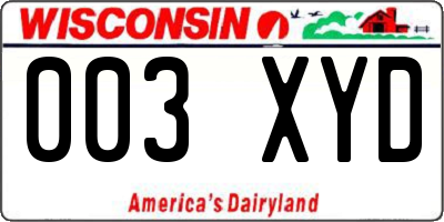 WI license plate 003XYD