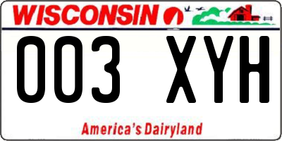 WI license plate 003XYH