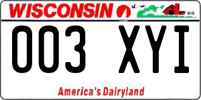 WI license plate 003XYI