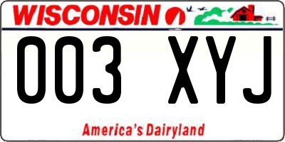 WI license plate 003XYJ