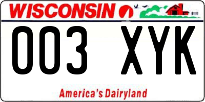 WI license plate 003XYK