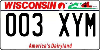 WI license plate 003XYM