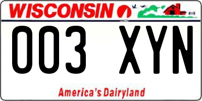WI license plate 003XYN