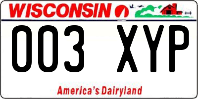 WI license plate 003XYP