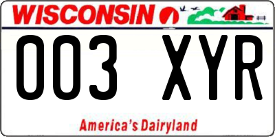 WI license plate 003XYR