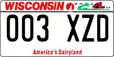 WI license plate 003XZD