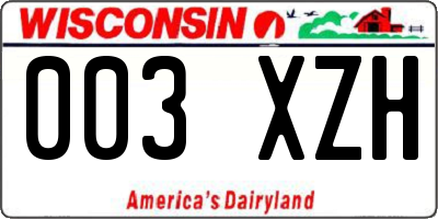 WI license plate 003XZH