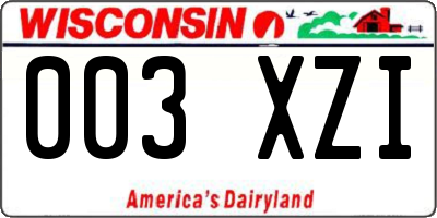 WI license plate 003XZI