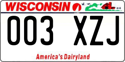 WI license plate 003XZJ