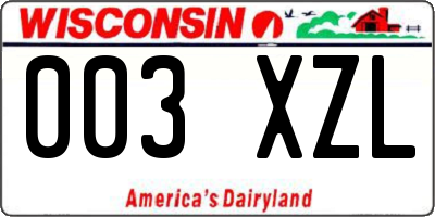 WI license plate 003XZL