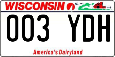 WI license plate 003YDH