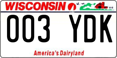 WI license plate 003YDK