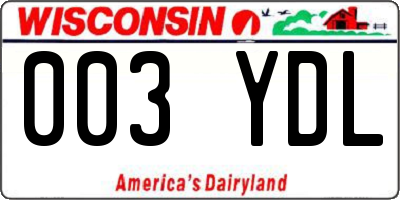 WI license plate 003YDL