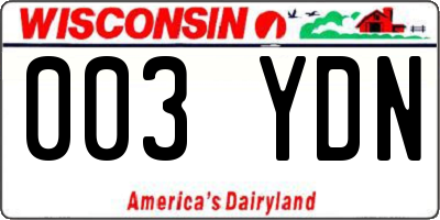 WI license plate 003YDN