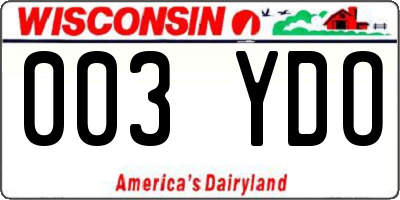 WI license plate 003YDO