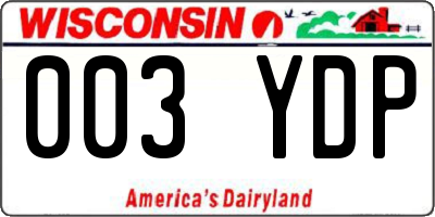 WI license plate 003YDP