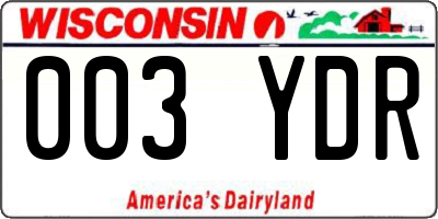 WI license plate 003YDR