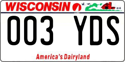 WI license plate 003YDS