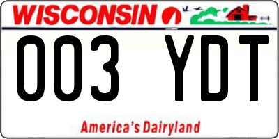 WI license plate 003YDT