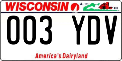 WI license plate 003YDV