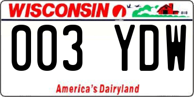 WI license plate 003YDW
