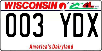 WI license plate 003YDX