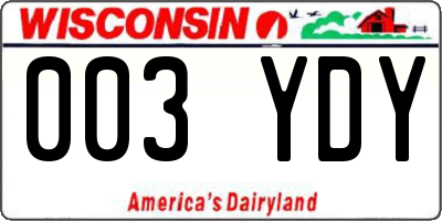 WI license plate 003YDY