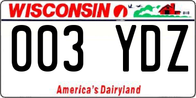 WI license plate 003YDZ