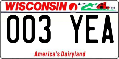 WI license plate 003YEA