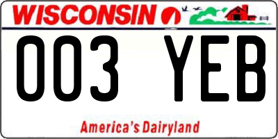 WI license plate 003YEB