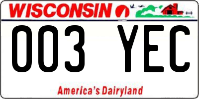 WI license plate 003YEC