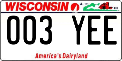 WI license plate 003YEE