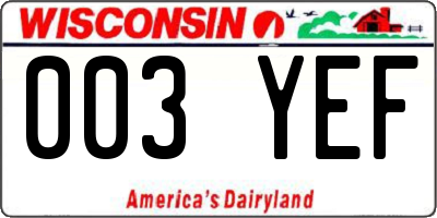 WI license plate 003YEF