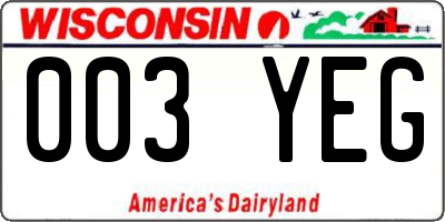 WI license plate 003YEG