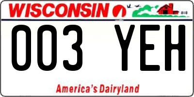 WI license plate 003YEH
