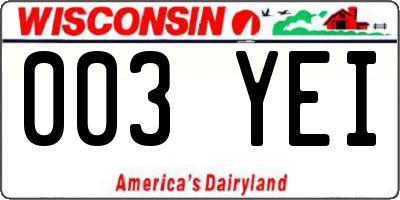 WI license plate 003YEI