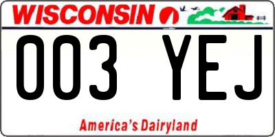 WI license plate 003YEJ