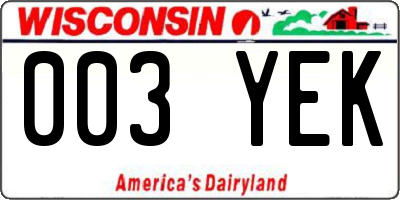 WI license plate 003YEK