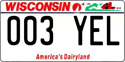 WI license plate 003YEL