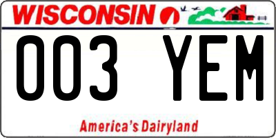 WI license plate 003YEM