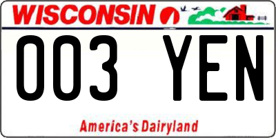 WI license plate 003YEN