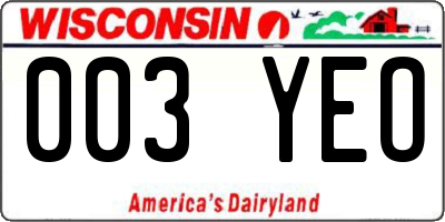 WI license plate 003YEO